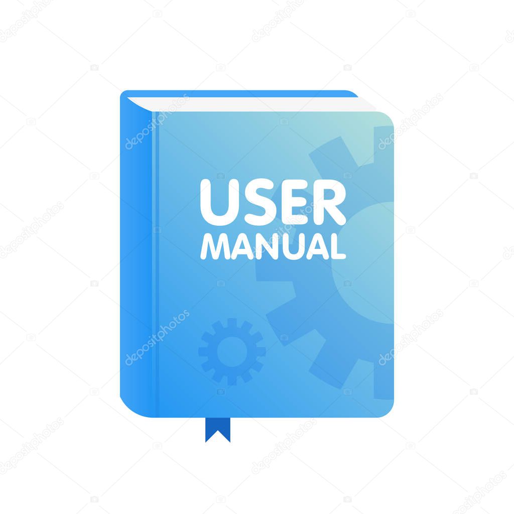 User Manual book download icon. Flat vector illustration