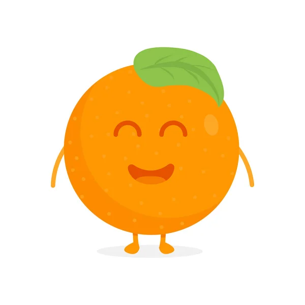 Aranyos narancssárga gyümölcs karakter arcát és kezét vektoros illusztráció — Stock Vector