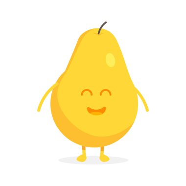 Tatlı armut meyve karakterleriyle yüzleri ve elleri illüstrasyon vektör