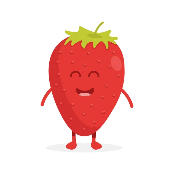 Personagens de frutas de morango bonito com rostos e mãos ilustração vetorial —  Vetores de Stock