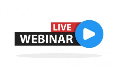 Ücretsiz webinar oynamak online düğmesi vektör çizim