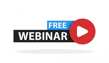 Ücretsiz webinar oynamak online düğmesi vektör çizim