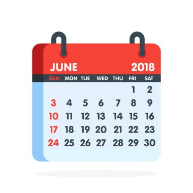 2018 yıl için takvim. Tam ay Haziran simgesi. Vektör çizim