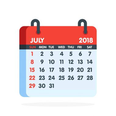 2018 yıl için takvim. Tam ay Temmuz simgesi. Vektör çizim
