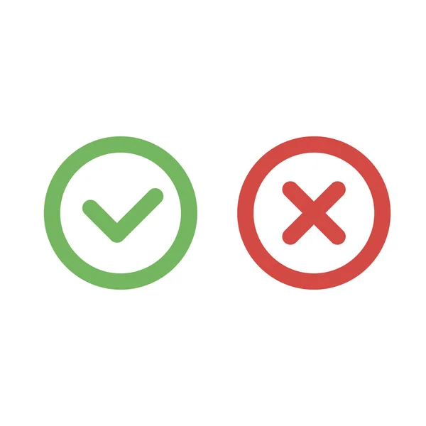 Check mark green and red line icons. Vector illustration — Stock Vector