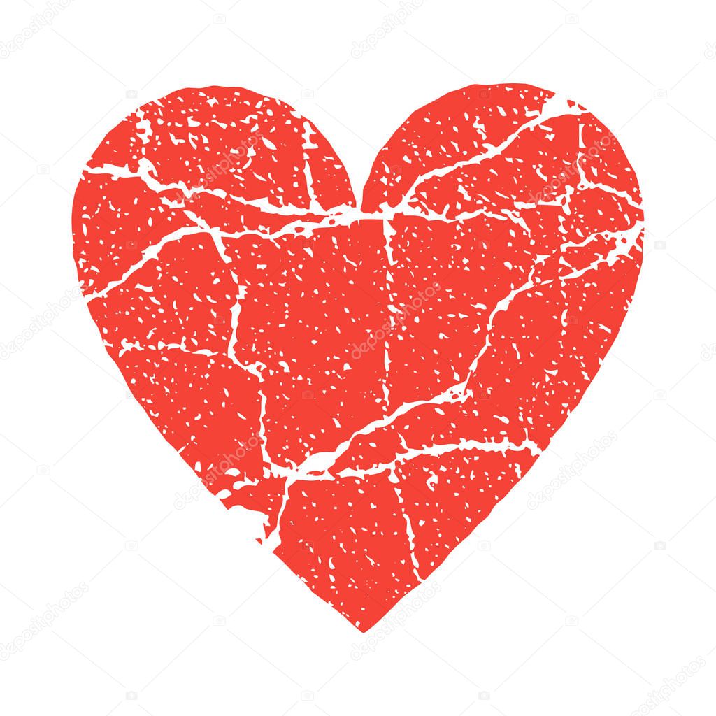 Grunge paer red heart transparent vector illustration