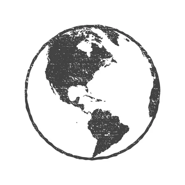 Grunge texture gris carte du monde globe illustration vectorielle transparente — Image vectorielle