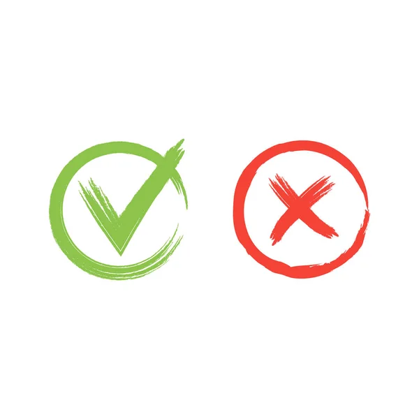 Ręcznie rysowane czerwony i zielony znacznik wyboru wektor ilustracja — Wektor stockowy