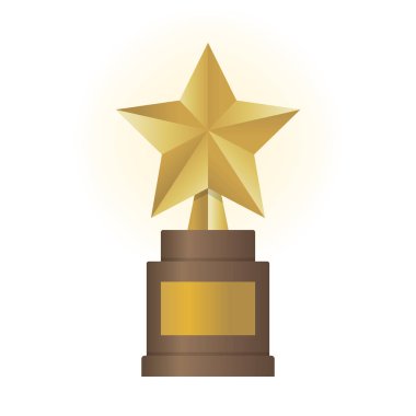 Kahverengi üsteki altın yıldız Ödülü. Altın Kupa vektör çizim