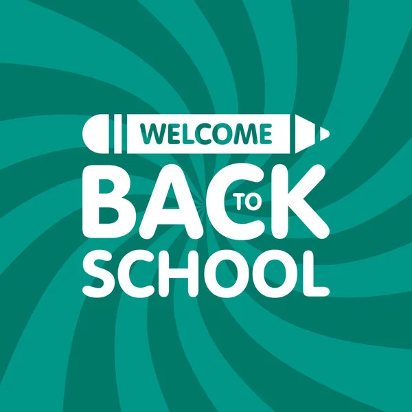 Bem-vindo de volta ao logotipo do sinal da escola com lápis. Educação Ilustração vetorial —  Vetores de Stock