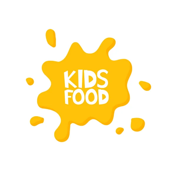 Cartas de comida para niños en jugo salpicado. Ilustración vectorial — Vector de stock