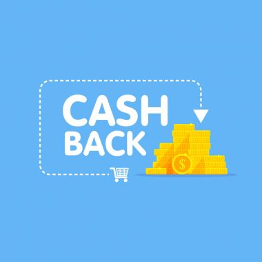 Cashback kavramı logo vektör çizim sikke ve ok