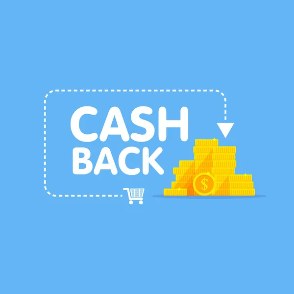 Cashback concepto logo vector ilustración monedas y flecha — Archivo Imágenes Vectoriales