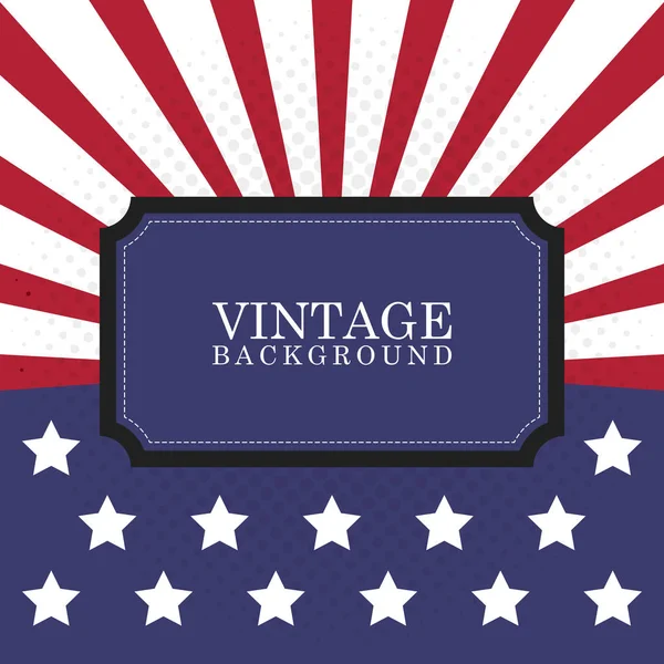 Vintage strålar Usa flaggor patriotiska amerikansk bakgrund med utrymme för text. Badge etikett mall vektorillustration — Stock vektor