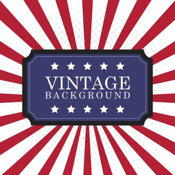 Raios vintage EUA bandeiras patriótico fundo americano com espaço para o texto. Modelo de etiqueta de emblema ilustração vetorial — Vetor de Stock
