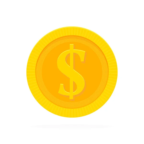 Gold coin in flat style. Vector illustration — Stock Vector