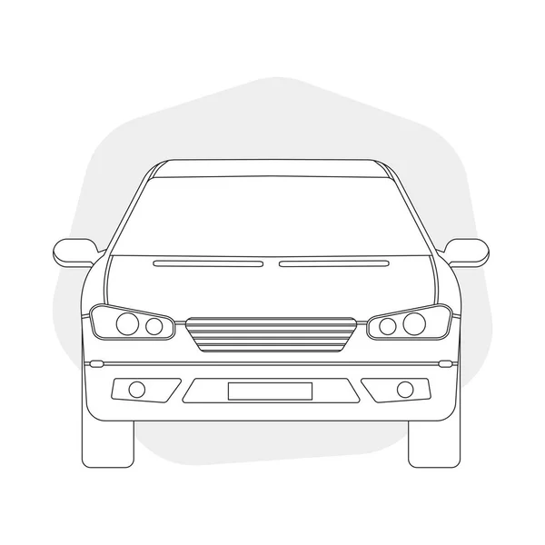 Illustration vectorielle de voiture de contour de ligne de vue avant — Image vectorielle