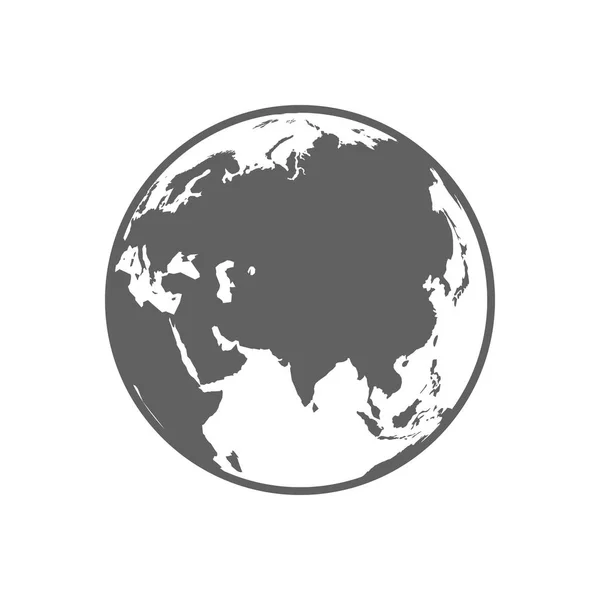 Illustrazione vettoriale simbolo globo piatto bianco e grigio — Vettoriale Stock