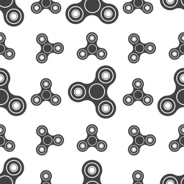 Beyaz arka plan üzerinde el Spinners Seamless modeli. Vektör çizim
