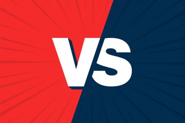 Vs Versus mavi ve kırmızı çizgi roman tasarımı. Vektör çizim
