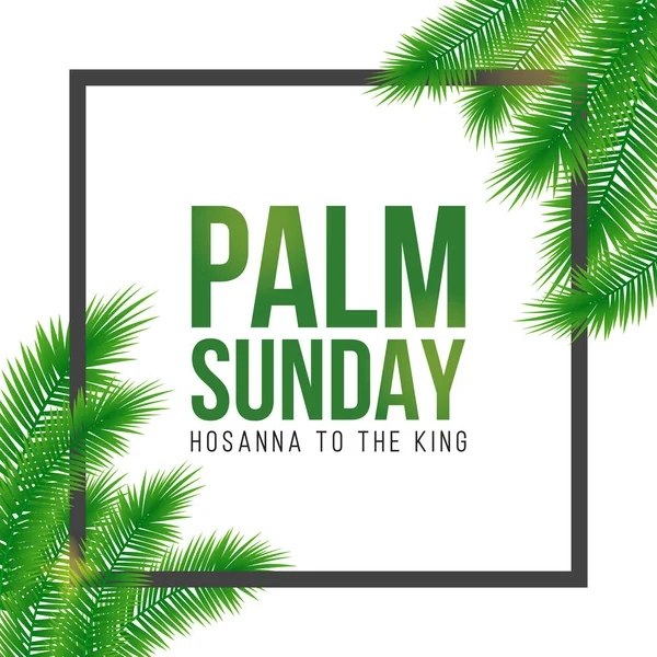 Carte de vacances du dimanche des Rameaux, affiche avec bordure de feuilles de palmier, cadre. Fond vectoriel — Image vectorielle