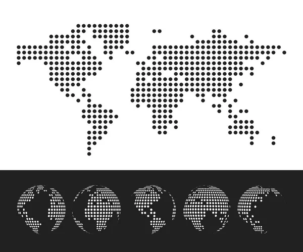 ベクトル地図の点線世界の世界 — ストックベクタ