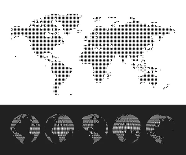 Mapa de puntos vectoriales y globo del mundo — Archivo Imágenes Vectoriales