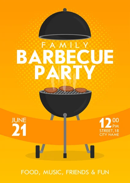 Schöne Vektor Grillparty Einladung Design-Vorlage eingestellt. trendiges BBQ-Cookout-Plakatdesign — Stockvektor