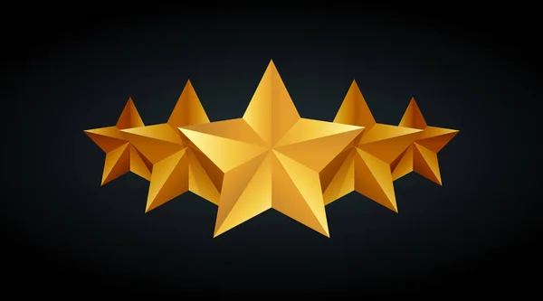 Five golden rating star vector illustration in gray black background — Stock Vector