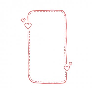 Çizilmiş alıntı Kesikli çizgi kutuları el. Doodle tarzı. Aşk metniniz için sevimli güzel arka plan.