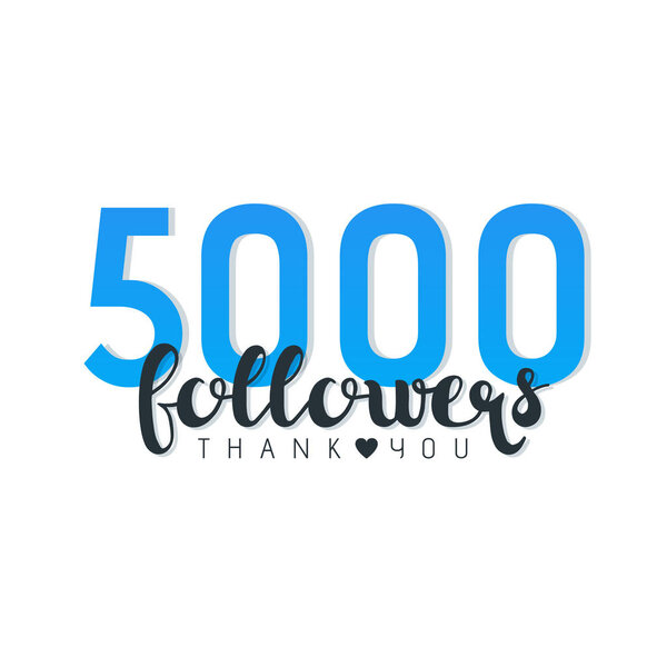 Vector illustration of Three Five Followers Thank You words isolated on white.