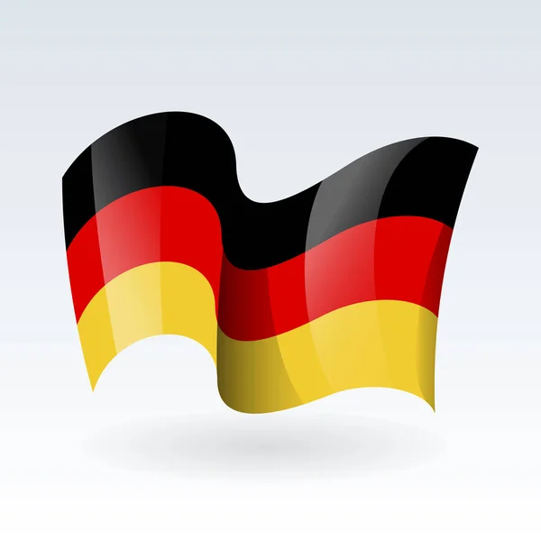 3d vlající vlajka Německa. Vektorová ilustrace. Izolované na bílém pozadí. Prvek návrhu — Stockový vektor