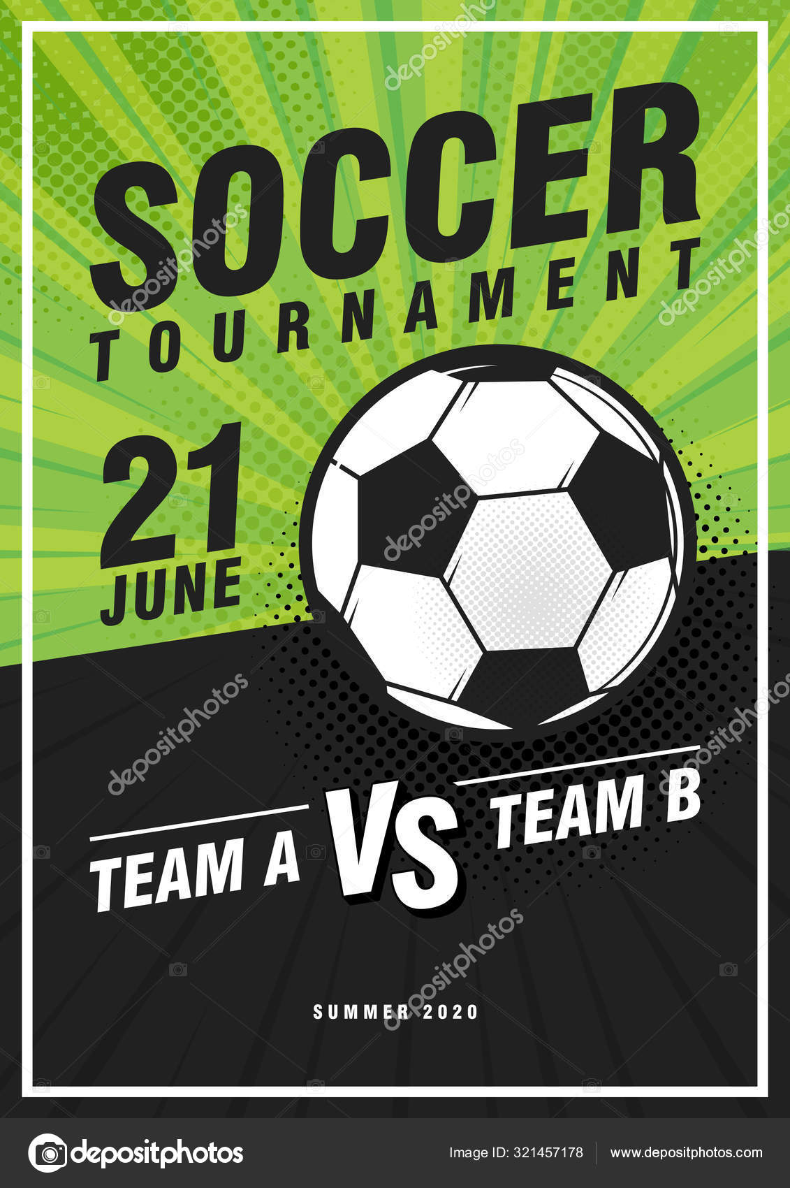 Cartaz de futebol ou futebol com design de texto. Modelo para