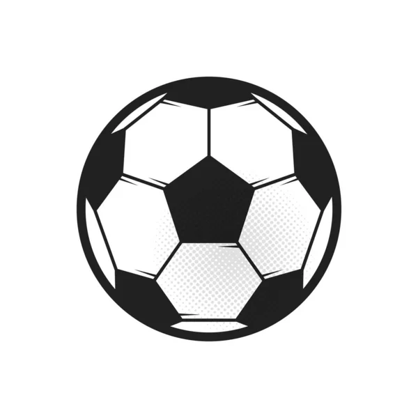 Fotboll bollen ikonen. Flat vektorillustration i svart på vit bakgrund — Stock vektor