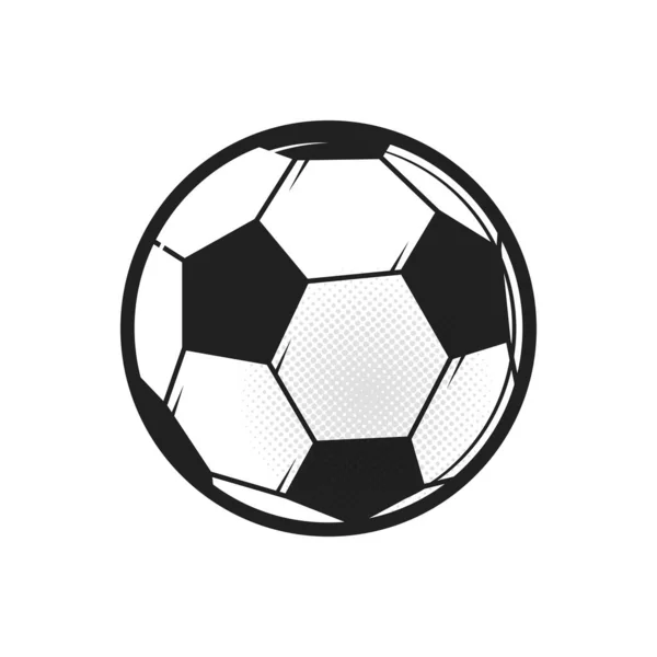 Fotboll bollen ikonen. Flat vektorillustration i svart på vit bakgrund — Stock vektor