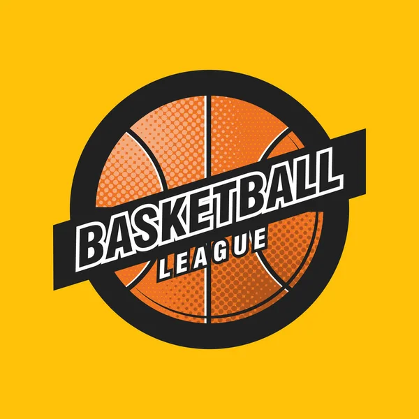 Vektor Basketball-Liga-Logo mit Ball. Sportabzeichen für Turniermeisterschaft oder Liga — Stockvektor