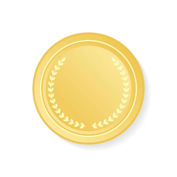 Medalha de ouro com coroa de louro sobre fundo branco . —  Vetores de Stock