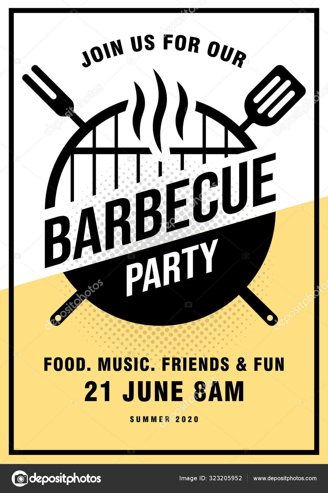 Lovely vector barbecue party invitation design template. Trendy For Cookout Flyer Template