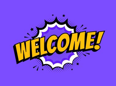 Bir yazıt bir pop sanat tarzı hoş geldiniz. Vektör çizim