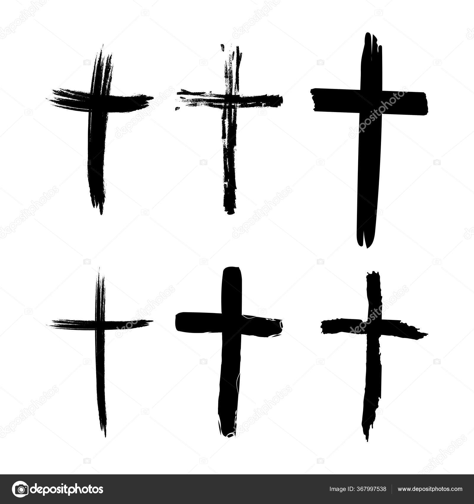 Set Hand Drawn Black Grunge Cross Icons Collection Simple Christian Stock  Vector by ©vectorplus 367997538, image size:1600x1700