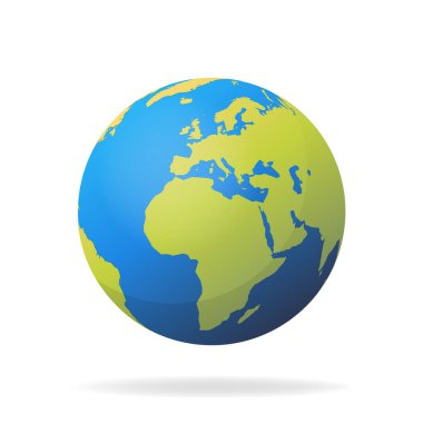 Modern 3d dünya haritası konsepti beyaz arka planda izole edildi. Dünya gezegeni, vektör yer küresi çizimi.