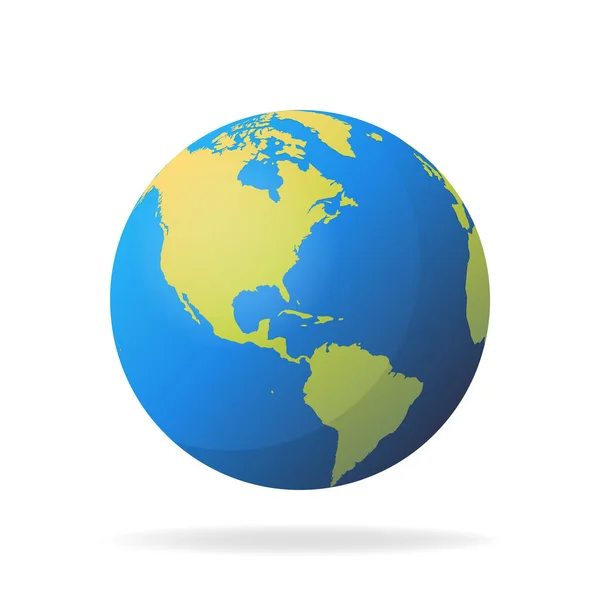 現代の3D世界地図の概念は白地に隔離されている 世界惑星ベクトル地球球図 — ストックベクタ