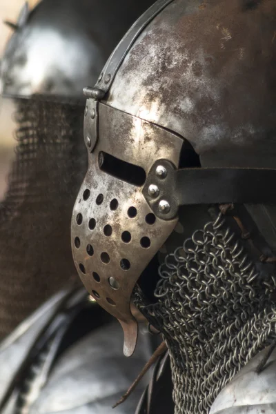 Medieval metal warrior helmet and suit