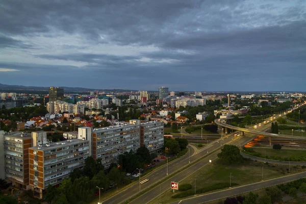 Загреб міський пейзаж на заході сонця — стокове фото