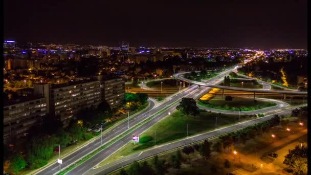 Gece şehir manzarası Zagreb karayolu — Stok video