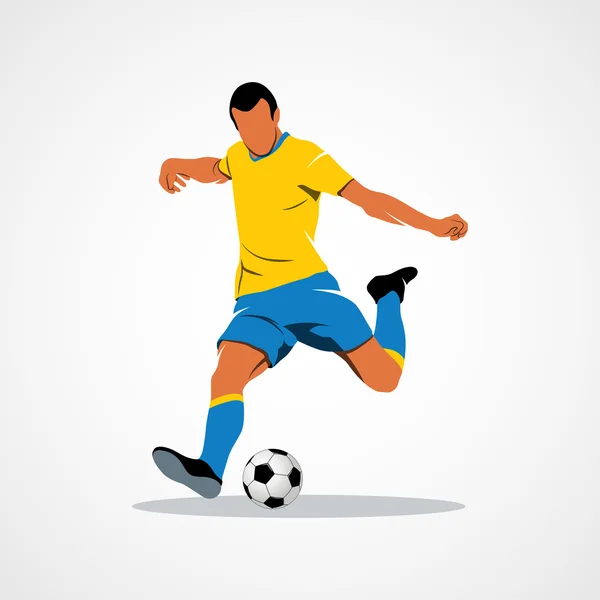 Balón, fútbol, jugador — Vector de stock