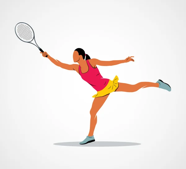 Tenis, raqueta, atleta — Vector de stock