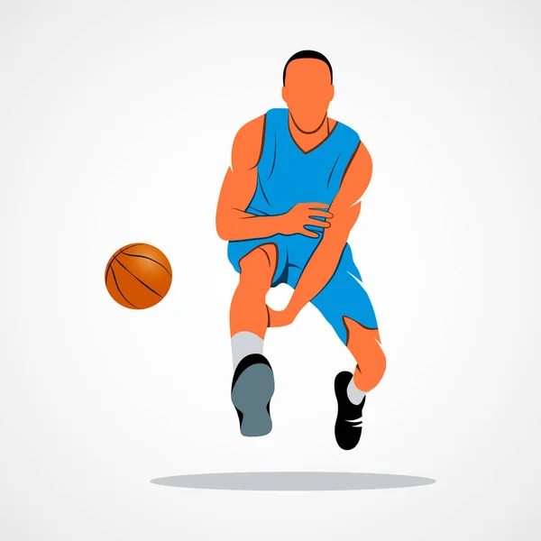 Baloncesto jugador, pelota — Vector de stock