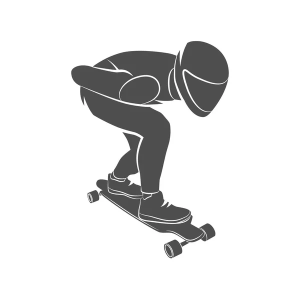 Skateboarder longboarding downhill — Stock Vector