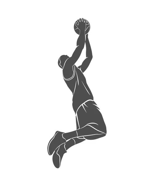 Baloncesto jugador, pelota — Vector de stock